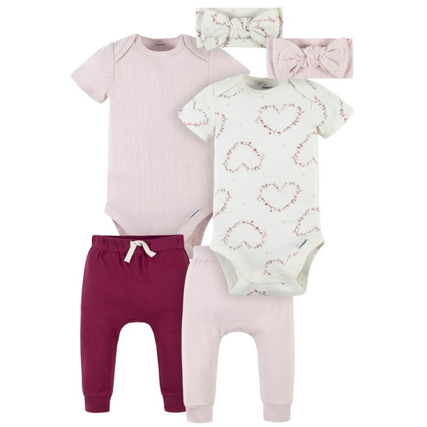 beklimmen Veilig Doe mee Modern Moments by Gerber Baby Girl Short Sleeve Bodysuit & Pant Outfit  Sets, 6-Piece (Newborn-12M) - Walmart.com