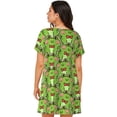 thumbnail image 3 of Horeoi Cute Green Frog Print Women's Short-sleeved Nightdress Breathable Cotton-like Material Loose A-line Knee-length, 3 of 6