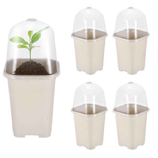 10 Uds macetas de iniciación de siembra, maceta cuadrada de plástico esmerilado para vivero con tapa ventilada, jardines hortícolas