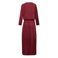 thumbnail image 4 of Women's Solid Color Autumn Long Sleeve Waist Zipper Sweater Dress With V Neck Short Dresses for Women Casual Tummy Hiding Dresses for Women Casual Dresses Knee Length for Women Long Wrap Dress Top, 4 of 4