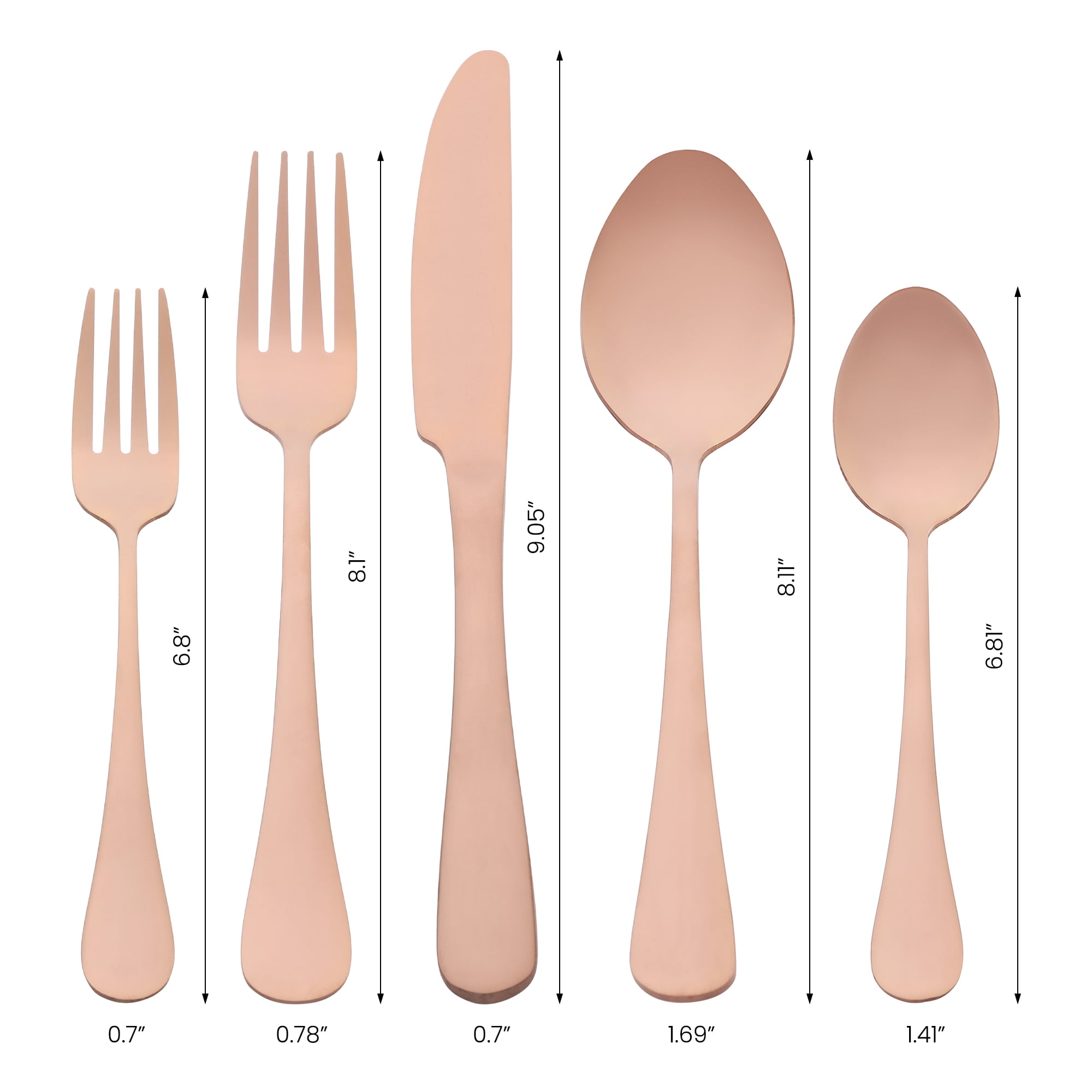 Unique Bargains 20 Pcs Stainless Steel Flatware Set Mirror Polished Cutlery Rose Gold