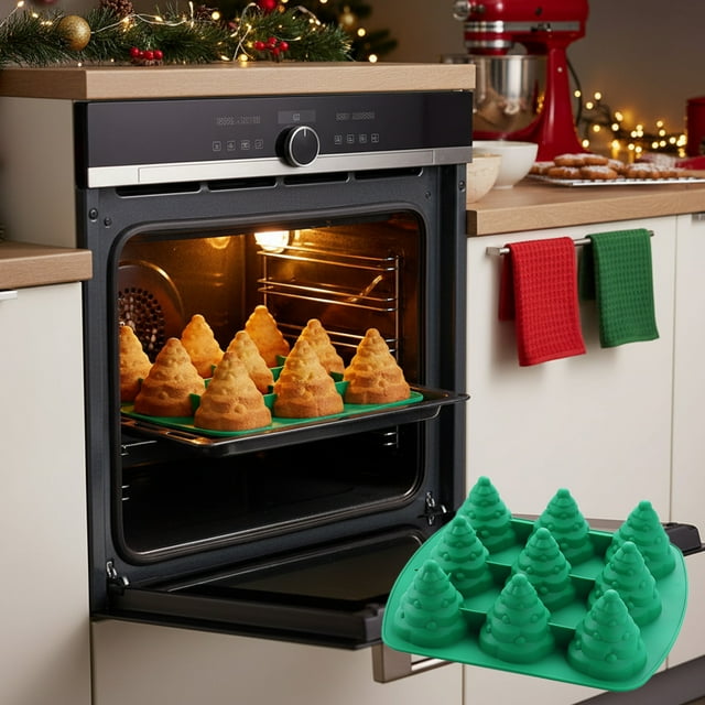 Juego de moldes de silicona para hornear navideños | Molde flexible antiadherente de grado alimenticio para pasteles, magdalenas, gelatina, chocolate, jabón, velas y jabón | Utensilios para hornear