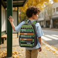 thumbnail image 6 of Football Text Green Pattern 17" School Backpacks for Teens,Waterproof Oxford Fabric,S-Shape Padded Straps for School,Travel,Hiking,Camping, 6 of 6