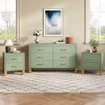 thumbnail image 7 of Leumius Nightstand for Bedroom,Wood Bedside Table with 2 Drawer & Solid Wood Legs,Small Storage Cabinet for Living Room,Green, 7 of 7