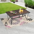 thumbnail image 4 of Patio Festival 63 in. Long Metal Outdoor Dining Black Brown Table for up to 8, 4 of 7