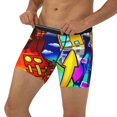 thumbnail image 3 of Goofa Geometry Dash Pattern Men's Performance Stretch Underwear, Athletic Long Leg Briefs，Moisture-Wicking, 3 of 7