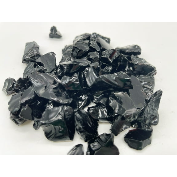 Black Fire Pit Glass Rocks, 1/2"-1", 10 lbs