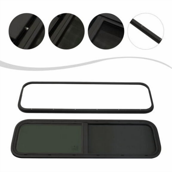 42"W X 12"H Horizontal Slider RV Window Cargo Trailer With Mounting Trim Ring