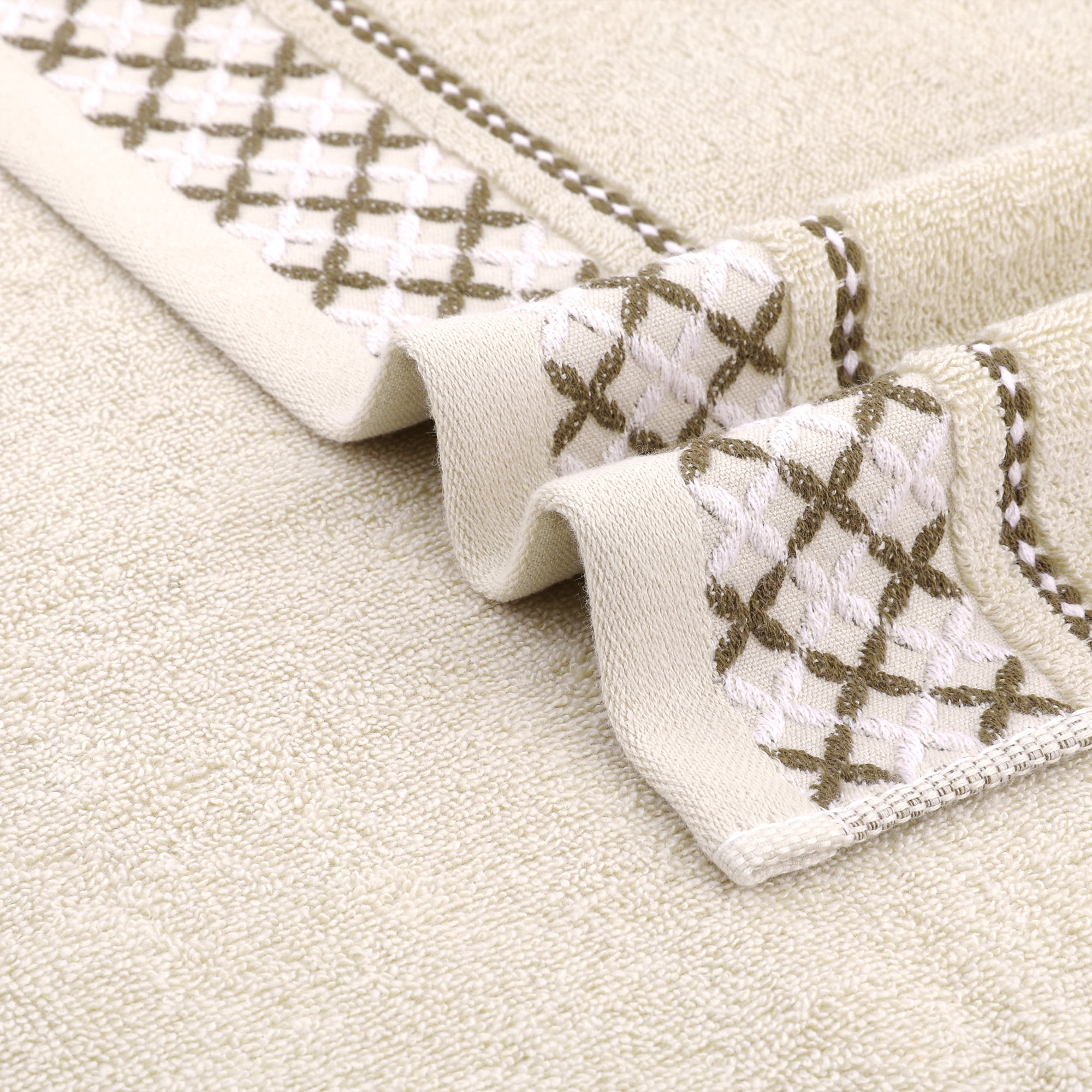 Unique Bargains Cute Pattern Decorative Hand Towel Set Khaki 4-Piece