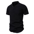 thumbnail image 3 of Chiccall Mens Zipper Shirts Casual Short Sleeve Textured Stylish Summer Tee Tops Black L, 3 of 5