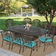 thumbnail image 3 of MEETWARM 9-Piece Outdoor Patio Dining Set, 8 Outdoor Dining Cushioned Chairs and 1 Oval Table with 2.2" Umbrella Hole, All Weather Cast Aluminum Patio Funiture Set for Backyard, Ocean Blue, 3 of 7