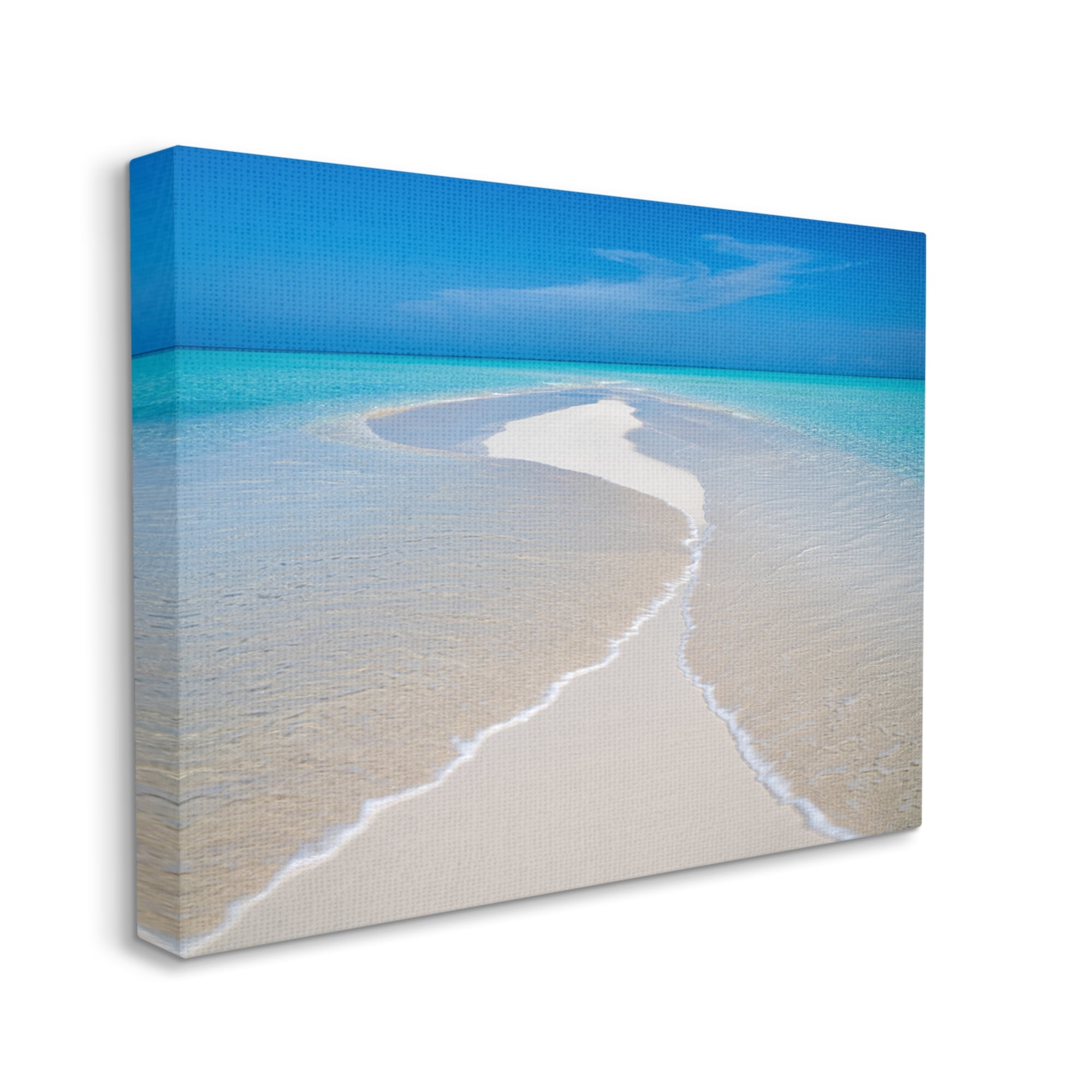 Stupell Industries Azure Beach Waves Lapping Foam Coastal Photography Gallery Wrapped Canvas Print Wall Art