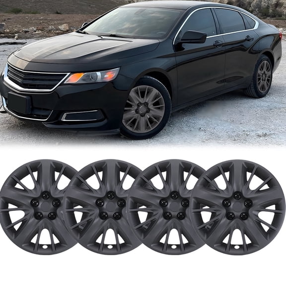 4PCS/Set 18" Steel Wheel Hubcaps Compatible with 2014-2020 Chevy Impala,Bolt-on Installation,Heavy Duty PP Material,Black Matte