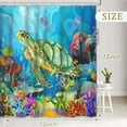 thumbnail image 5 of Sea Turtle Shower Cutain, Colorful Under Ocean Funny Cartoon Fabric Bathtub Curtain Bathroom Decor + Hooks 72 X 72Inch, 5 of 5