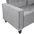 thumbnail image 4 of Alma 77 Inch Velvet Upholstered Sofa, Track Arms, Button Tufted Light Gray- Saltoro Sherpi, 4 of 5