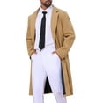 thumbnail image 4 of Abrigo de invierno Inspire Chic para hombre, abrigo de trench de solapa muesca de un solo botón, talla L, color caqui, 4 of 6