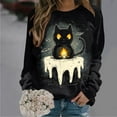 thumbnail image 2 of Towmus Halloween Sweatshirts for Women Long Sleeve Cute Cat Printed Sweatshirt Crew Neck Graphic Pullover Tops, 2 of 6