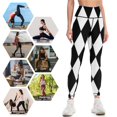 thumbnail image 4 of LARGE BLACK AND WHITE HARLEQUIN- DIAMOND- ARGYLEPATTERN DESIGNED FOR HOME DECOR AND CLOING Leggings Golf wear Womens Leggings, 4 of 6