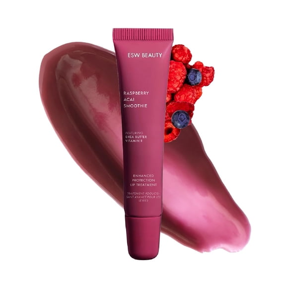 ESW Beauty Tratamiento labial batido de frambuesa y acai: rico tinte de bayas con manteca de karité, vitamina E, frambuesa y acai para una nutrición profunda y una protección mejorada