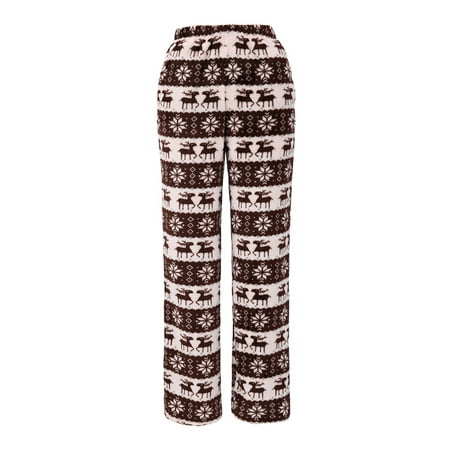 

Women Flannel Pajama Pants Christmas Snowflake Deer Print Sleep Lounge PJ Bottoms