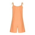 thumbnail image 6 of MKOSPLRT Linen Jumpsuits for Girl 4-16 Years Adjustable Thin Straps V Neck Pleated Romper Shorts Solid Casual Baggy Beach Vacation Jumpers, 6 of 7