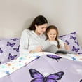 thumbnail image 5 of Manfei Purple Butterfly Print Bedding Comforter Set, Romantic Dandelion Flower Twin Comforter Sets, Vintage French Style Reversible Bedding Set, Ultra Soft Home Decor, 2pcs, 5 of 8