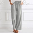 thumbnail image 6 of CAIXIA Wide Leg Pants for Women Flowy Palazzo Drawstring Elastic Waist Trousers with Pockets Summer Beach Vacation Clothes, 6 of 7