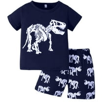 KDFJPTH Toddler Kids Boys Summer Short Sleeve Dinosaur T Shirts Tops Shorts Outfits Clothes Set 2 To 7 Years