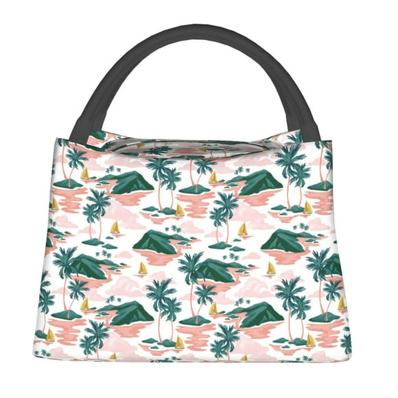 Fotbe Hawaii Palms Bolsa Térmica Portátil con Estampado, Bolsa de Entrega de Alimentos Aislada, Bolsa Reutilizable de Gran Capacidad para Comidas y Supermercado