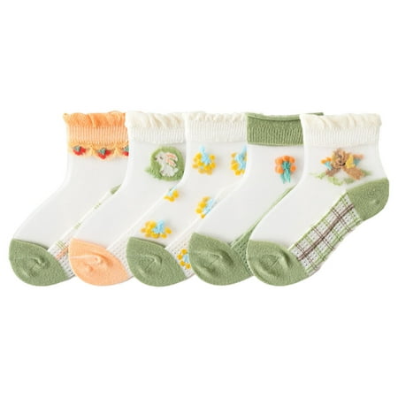 

Baby Toddler Girls Princess Cotton Frilly Socks Lace Ruffle Pack of Thin Mesh Thin Spring Summer for Dress Style 1 L，G144842
