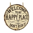 thumbnail image 2 of Linnome Iron Welcome Sign Round Metal Wall Hanging for Outdoor Courtyard Garden Kitchen Bar 11.81 Inch, 2 of 6