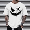 thumbnail image 1 of Blusas y camisas de manga corta con cuello redondo para hombre, blusas casuales de verano a la moda con cuello redondo y estampado para hombre., 1 of 4