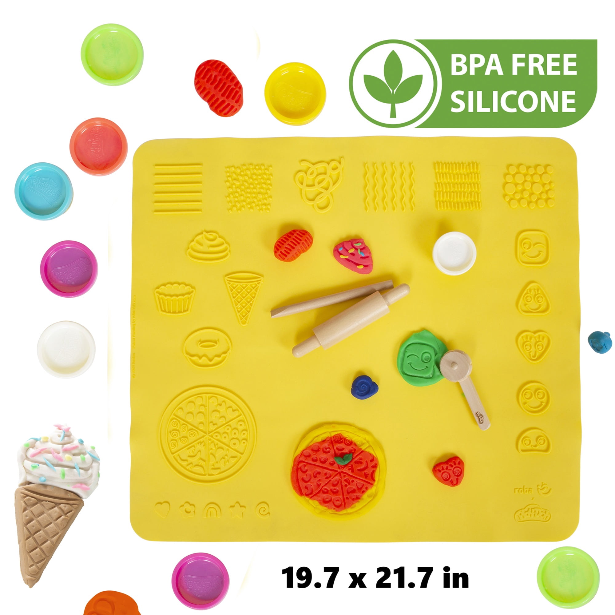 Play-Doh: Creative Craft Table - All-In-1 Art Station, Wooden Desk & Ottoman, Storage Boxes, (6) 1oz Play-Doh, Apron & Tools, 3D Silicone Mat, Kids 3+