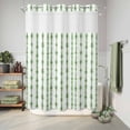 thumbnail image 4 of No Hook Shower Curtain, Green Stripes Shower Curtains for Bathroom with See Through Top Window, Farmhouse Modern Abstract Art Waterproof & Washable Bath Curtain Stall 48"x72", 4 of 5