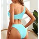 thumbnail image 4 of Conjunto de bikini de cintura alta con un solo hombro, parte superior e inferior, azul claro, talla M, para mujer, 4 of 6