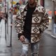 thumbnail image 2 of Chaqueta con botones de solapa con patrón geométrico estampado fino de otoño para hombre Pompotops  oipoqjl26650, 2 of 9