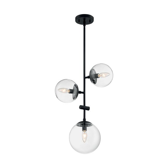 60/7134 Nuvo Lighting Bransel-3 Light Pendant in Transitional Style-11.75 Inches Wide by 12.88 Inches High-Matte Black Finish
