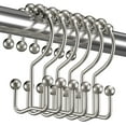 thumbnail image 1 of Ganchos para cortina de ducha, ganchos de ducha de doble deslizamiento de metal resistente a la oxidación para cortinas de barras de ducha de baño, juego de 12 ganchos de níquel mate, 1 of 6