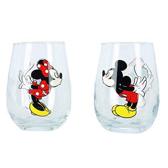 Disney 46040 Mickey & Minnie Kissing Wine Glass Set - 14.5 oz