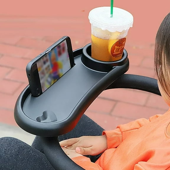 Baby 3-in-1 Stroller Snack Tray with Cup Holder and Phone Holder,Universal Stroller Tray Attachment with Non Slip Clip, Prefet for Baby Toddler,Stroller Accessories (Black)