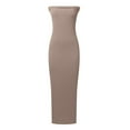 thumbnail image 5 of Women Summer Bodycon Maxi Dress Tube Top Side Slit Long Elegant Party Wedding Guest Dress, 5 of 6