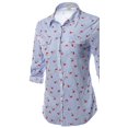 thumbnail image 3 of FashionOutfit Women's Casual Floral Print Roll Up Sleeves Button Down Shirt Top, 3 of 5