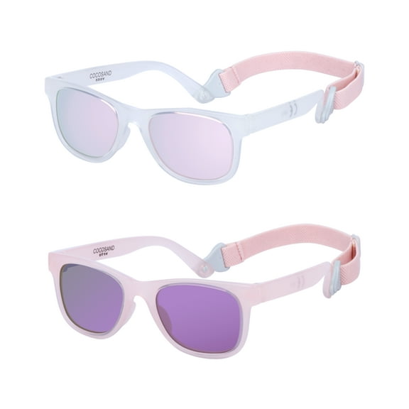 COCOSAND Baby Sunglasses with Strap Square Frame UV400 for Infant Toddler Boys Girls Age 0-24 Months, 2-Pack