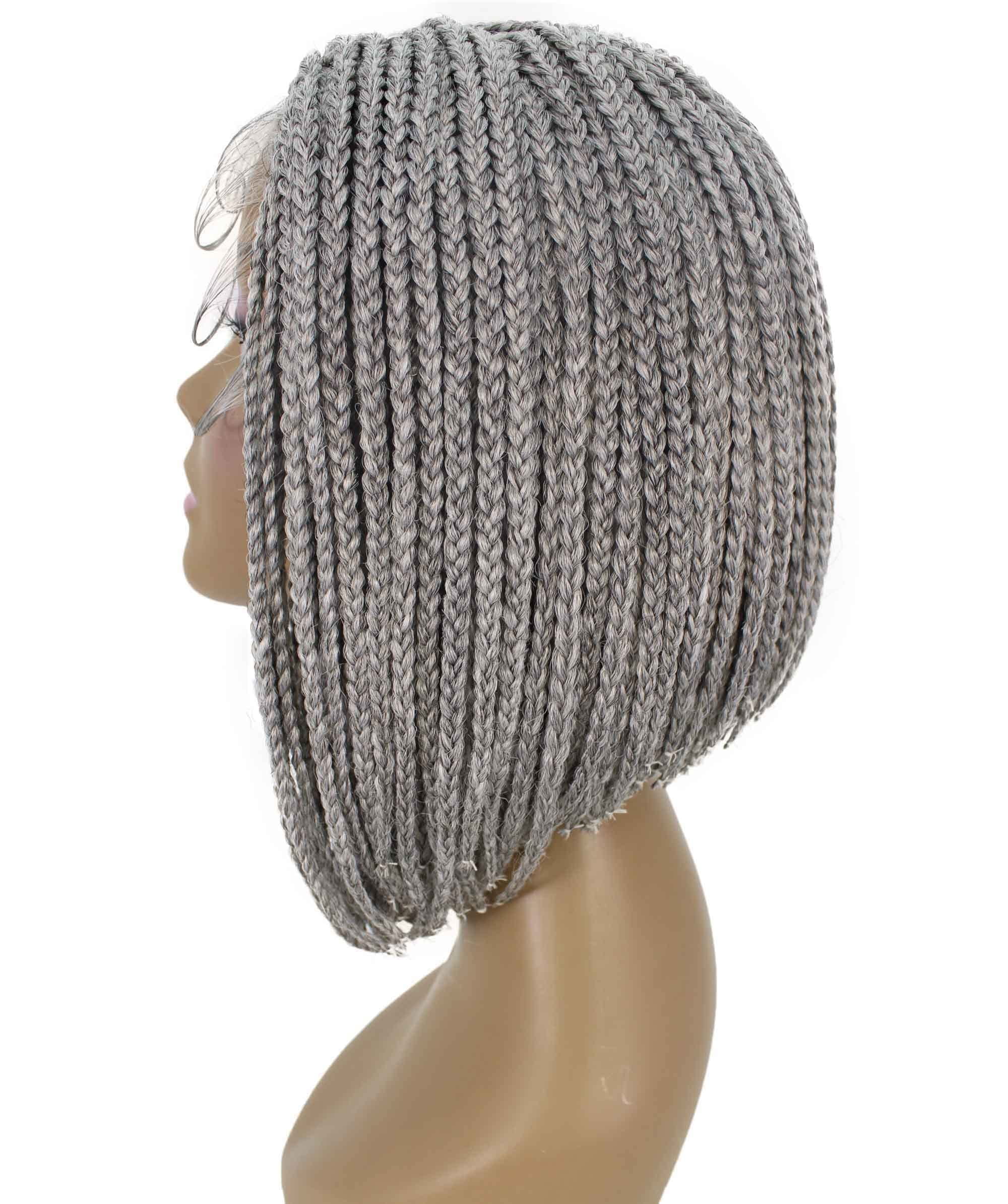 LUXLUXE Jayla Straight Braided 12 in Long Braided Wig, Beauty Heat Resistant Fiber,Grey