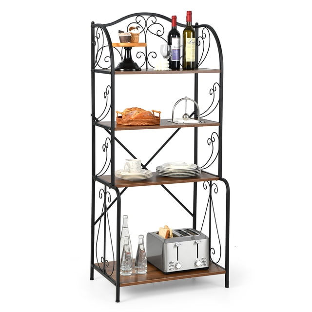 Costway 4-Tier Kitchen Bakers Rack Microwave Storage Rack Bookshelf for Bathroom Laundry