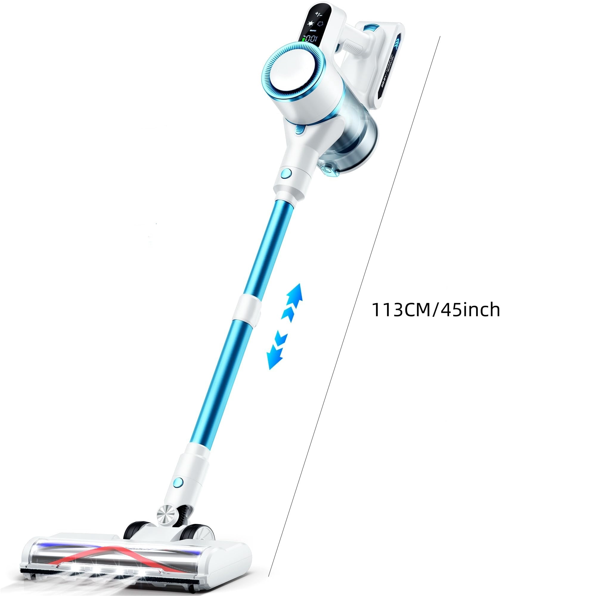 Cordless Vacuum Cleaner, 23kPa Powerful Suction Stick Vacuum with 2 Speeds for Pet Hair & Carpet