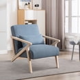 thumbnail image 7 of Bonzy Home Accent Chair Set of 2 with lumbar support pillow Mid Century Modern Upholstered Armchair with Wood Frame for Living Room Bedroom Study Room Easy Assembly Blue, 7 of 7