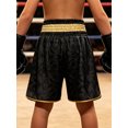 thumbnail image 6 of TiaoBug Kids Muay Thai Boxing Shorts with Gold Dragon Print Elastic Waist Fight Shorts for Training Competition Black 12, 6 of 7