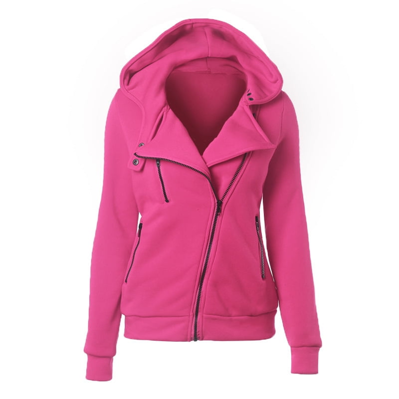 Diagonal zip hoodie clearance women's