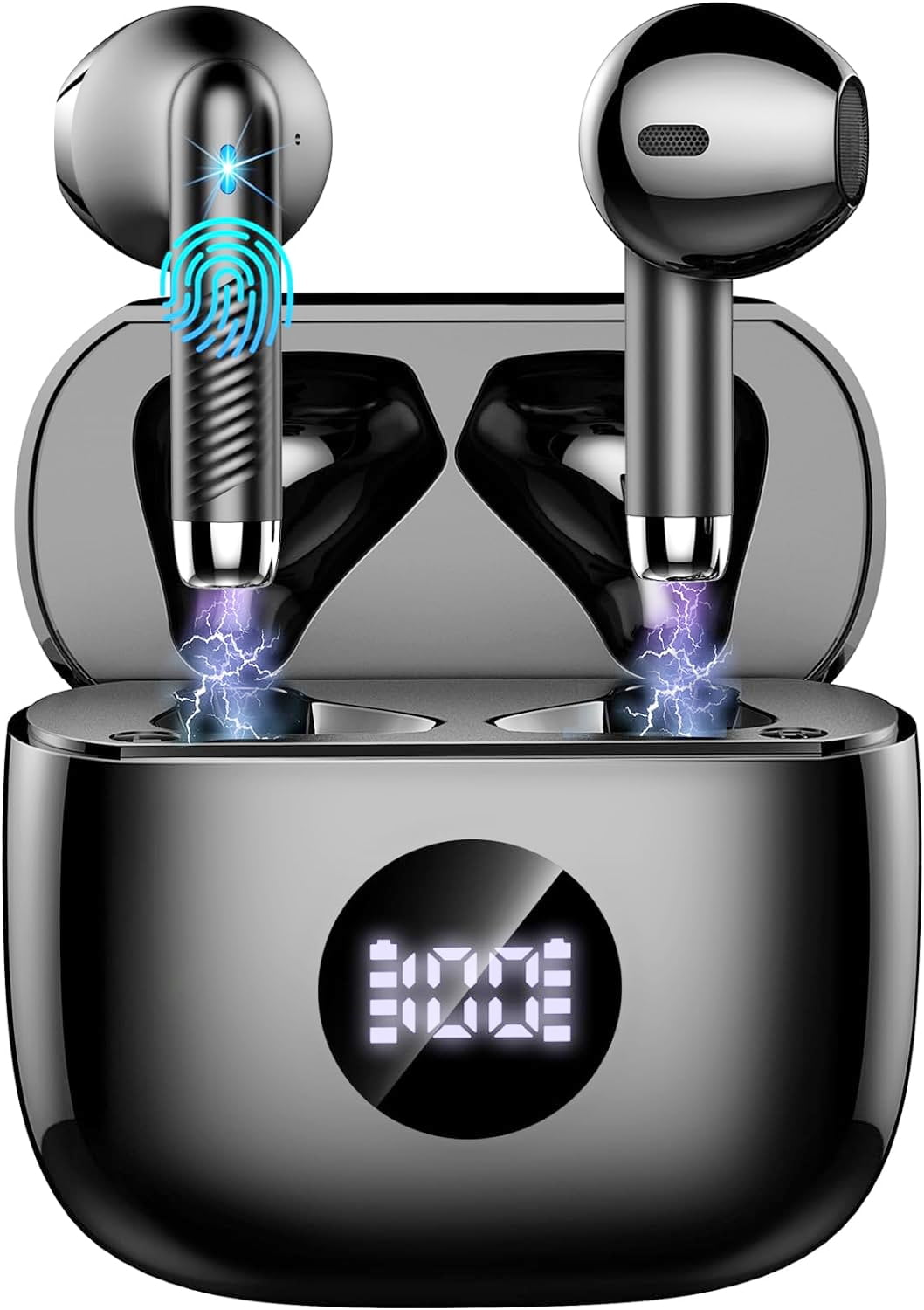 Wireless Earbuds, Bluetooth 5.4 in-EarEarphones, Hi-Fi Stereo 4 ENC Noise Cancelling Mic, 40H Playtime Dual LED Display IPX7 Waterproof Headphones, USB-C Sport Ear Buds for iOS Android